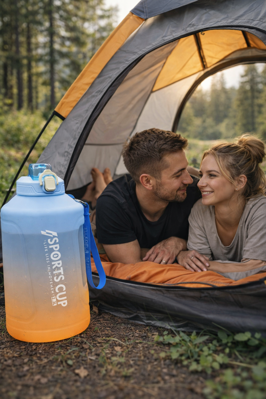 Extra große Trinkflasche mit Strohhalm